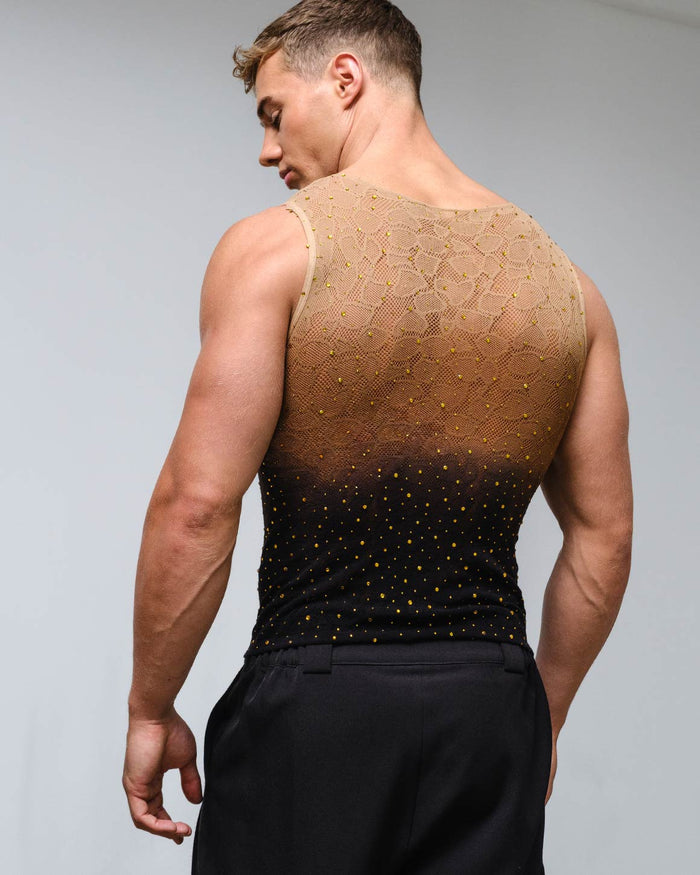 Gradient Rhinestone Leopard Tank Top