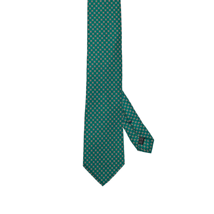 Green 100% Italian Silk Tie with Micro Interlaced Pattern