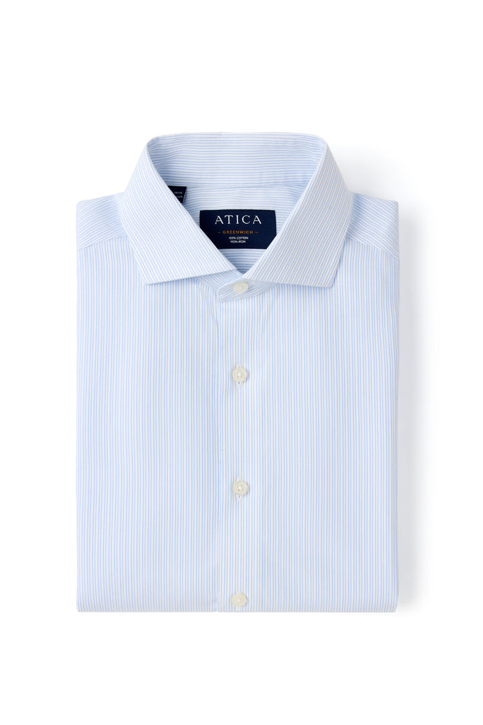 Greenwich Light Blue Textured Stripe Shirt - Atica Man