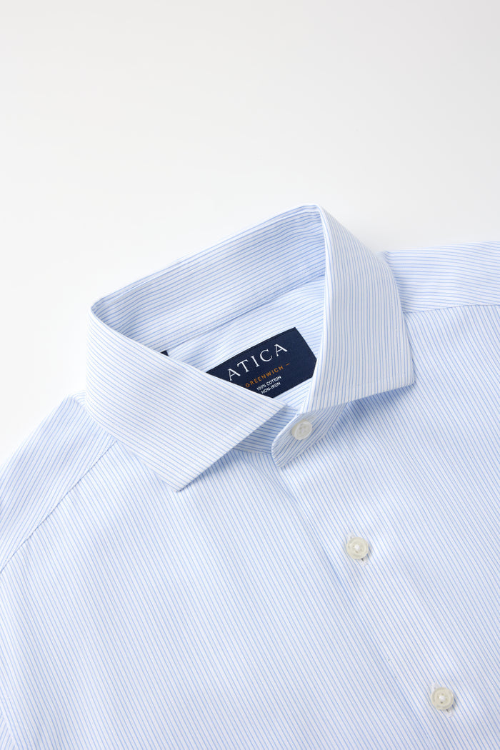 Greenwich Light Blue Textured Stripe Shirt - Atica Man