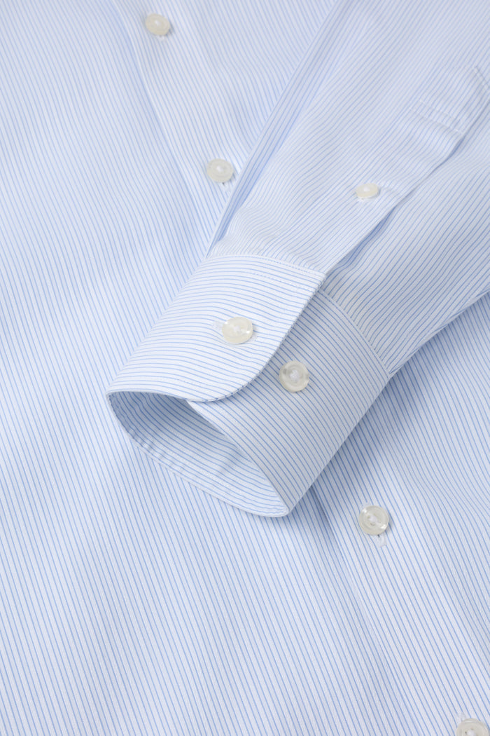 Greenwich Light Blue Textured Stripe Shirt - Atica Man