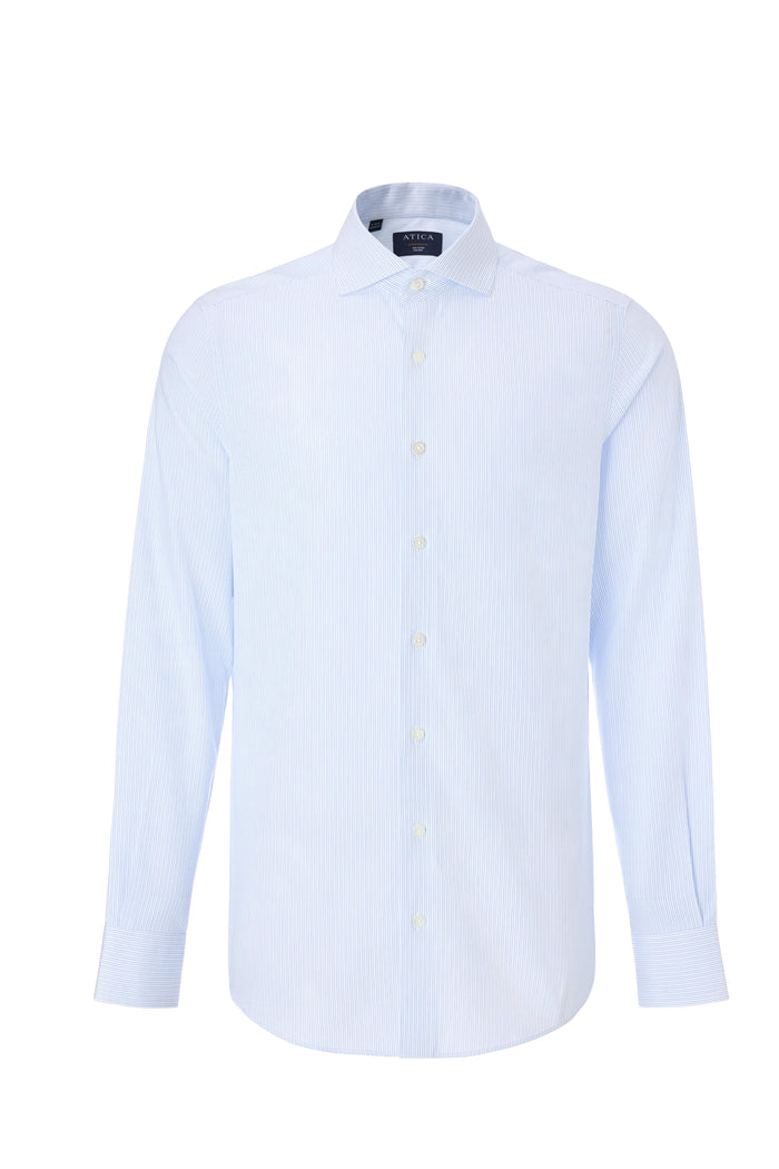 Greenwich Light Blue Textured Stripe Shirt - Atica Man