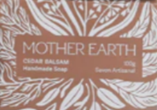 Soap packaging with 'Mother Earth' branding and leaf design