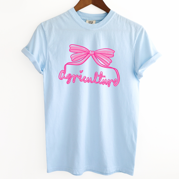 Hot Pink Agriculture Bow– Comfort Colors T-Shirt
