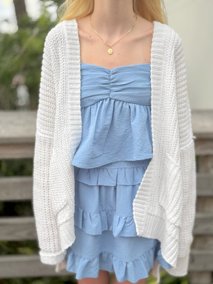 Front of Blair Cardigan in White