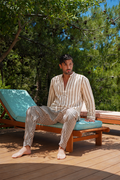 Jerusalem Cotton Ivory & Camel Shirt