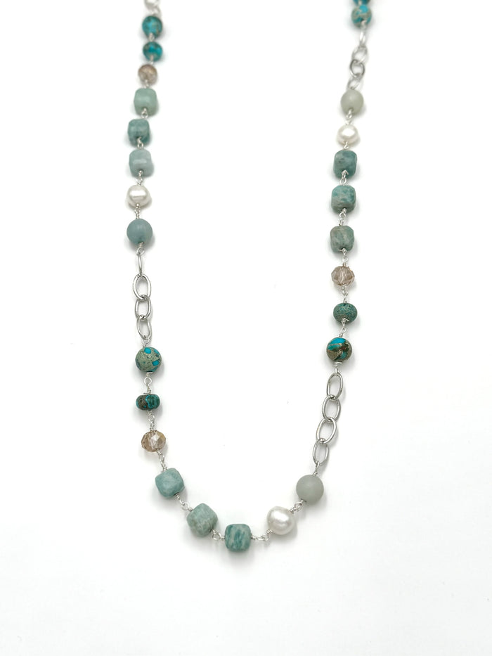 Juna Amazonite and Freshwater Pearls Necklace