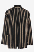 Khaled Linen Black Striped Jacket