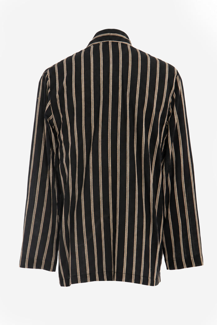 Khaled Linen Black Striped Jacket