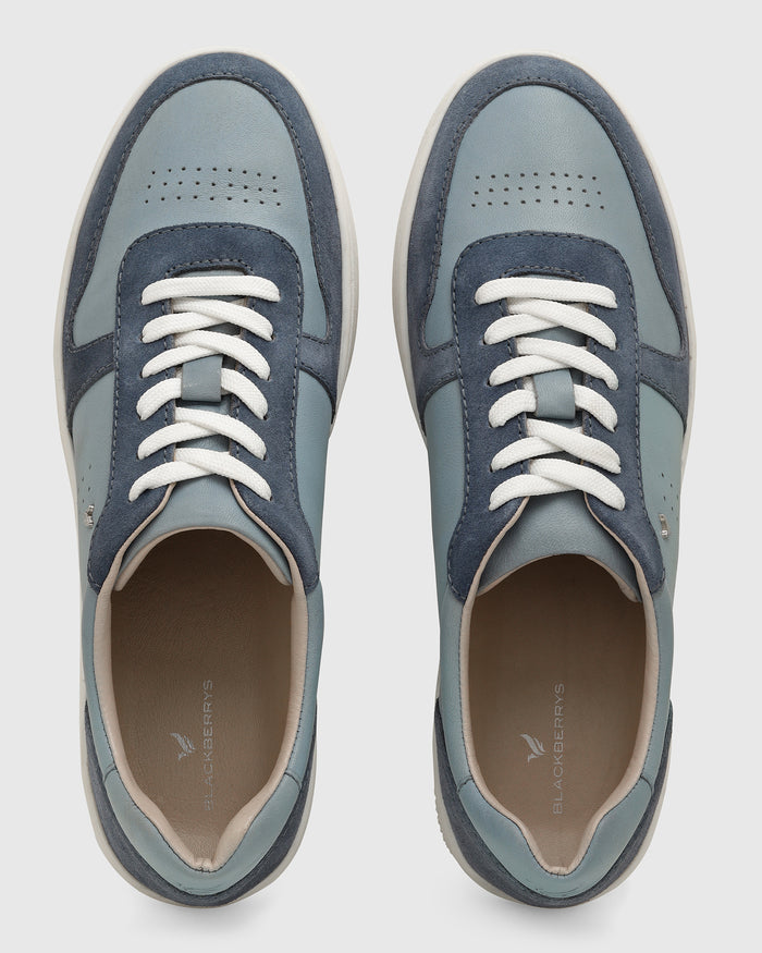 Leather Blue Solid Sneakers - Venice