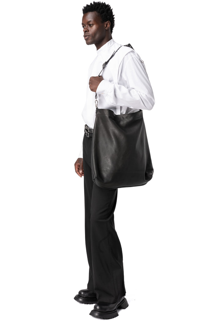 Leather messenger bag, Black