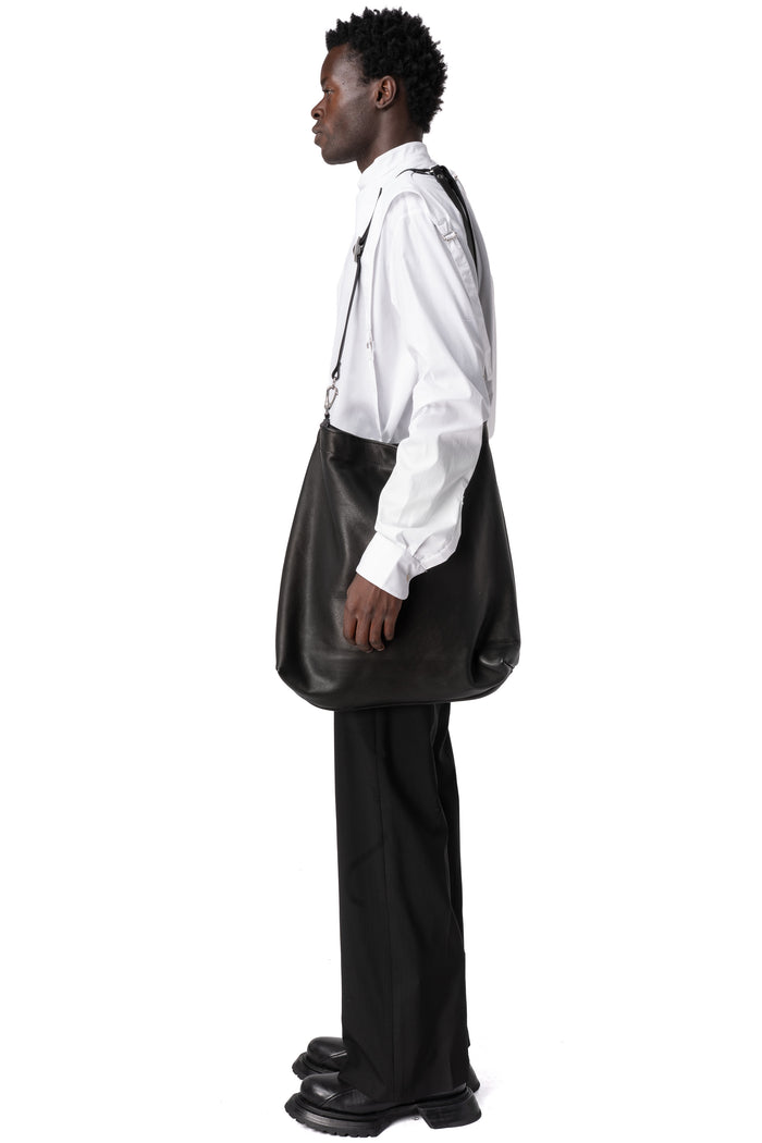 Leather messenger bag, Black