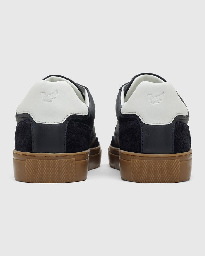 Leather Navy Solid Sneakers - Viva