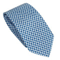 Light Blue 100% Italian Silk Tie With Blue Circular Pattern