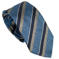 Light Blue  100% Italian Silk Tie With Grey Regimental Stripes