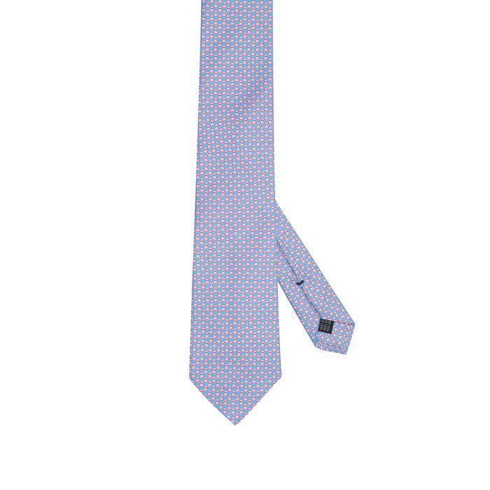 Light Blue 100% Italian Silk Tie With Micro Blue Dog Pattern