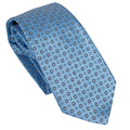 Light Blue 100% Italian Silk Tie With Micro Blue Floral  Pattern