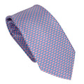 Light Blue 100% Italian Silk Tie With Pink Micro Dog Texture