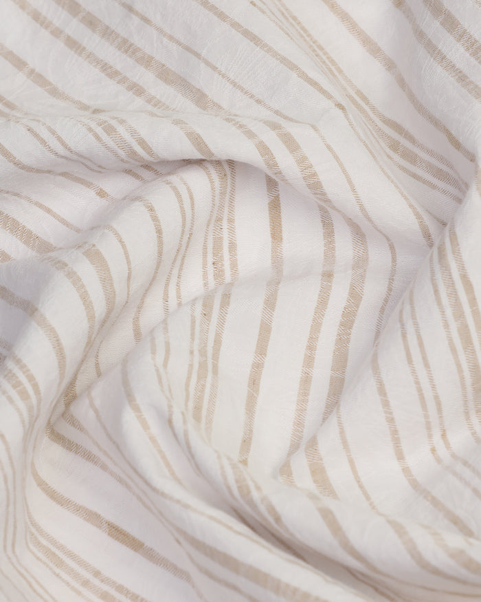 Linen Casual Beige Jacquard Shirt - Daigo