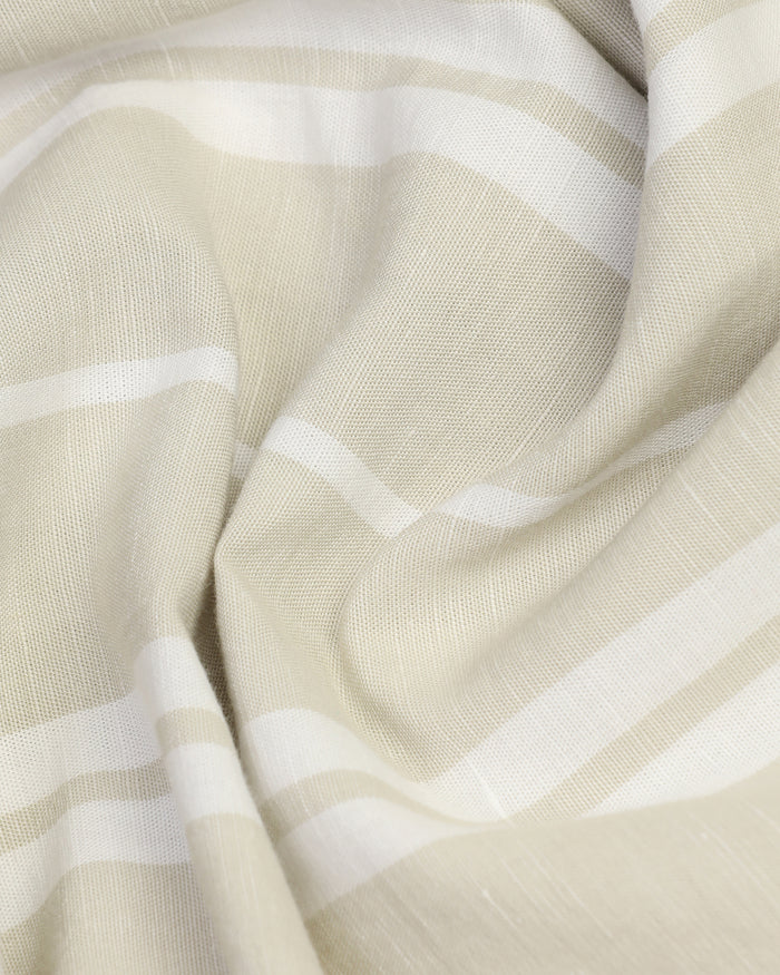 Linen Casual Half Sleeve Pistachio Stripe Shirt - breton