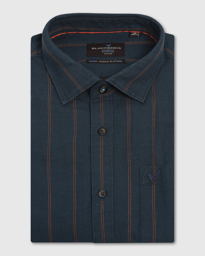 Linen Casual Navy Stripe Shirt - Darcom