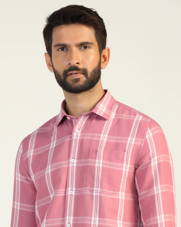 Linen Casual Pink Check Shirt - Yori