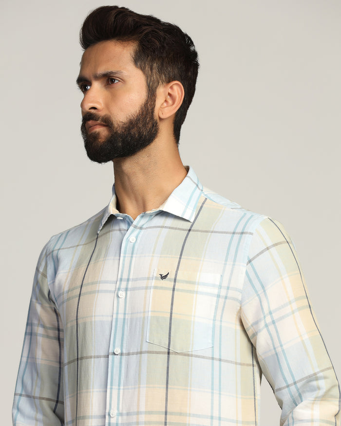 Linen Casual Yellow Check Shirt - Walken
