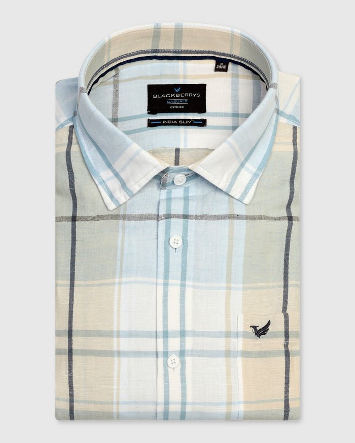 Linen Casual Yellow Check Shirt - Walken
