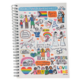 Spiral Journal cover with Equality, Love and Kindness written at the top and colurful graphics depicting the Pride community.
