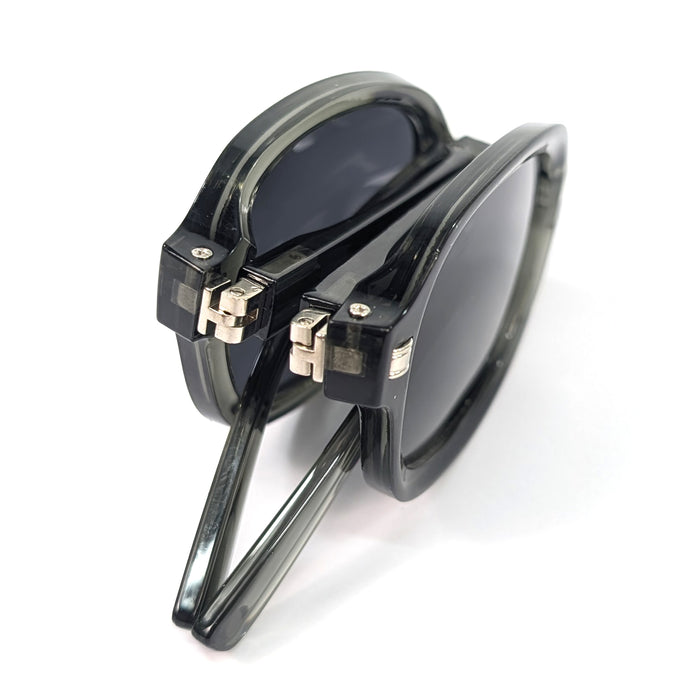Lume - Oval Foldable Sunglasses (with Case & Cleaner) - Grey