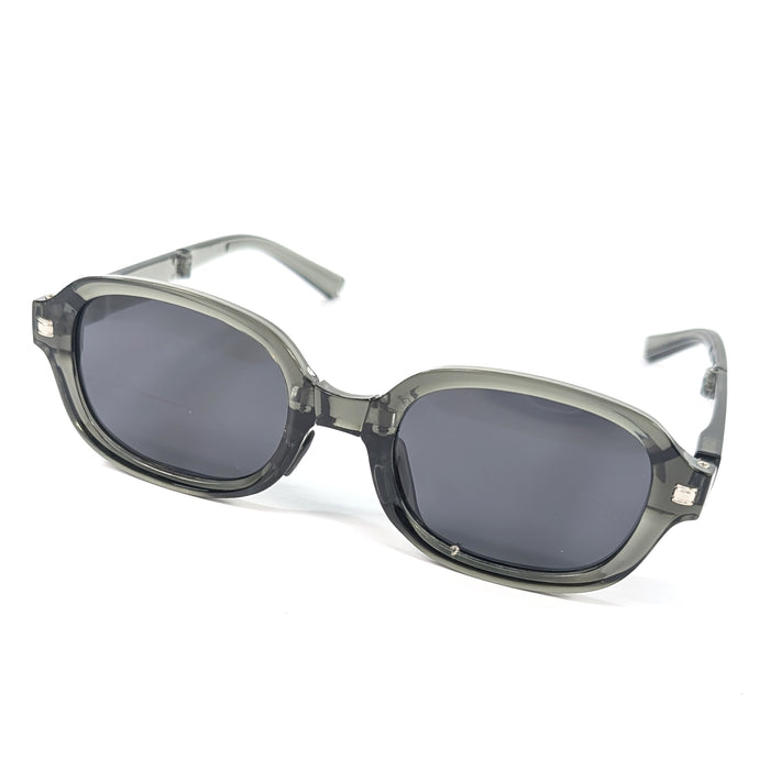 Lume - Oval Foldable Sunglasses (with Case & Cleaner) - Grey