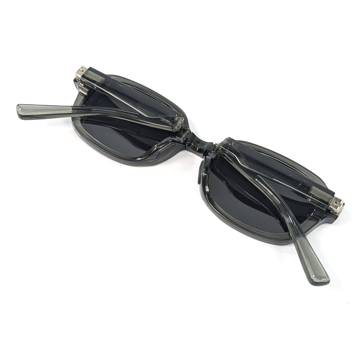 Lume - Oval Foldable Sunglasses (with Case & Cleaner) - Grey