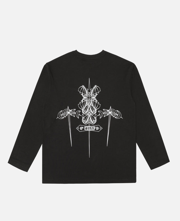 Luminous Dawn Flocked Long Sleeve T-Shirt (Charcoal)