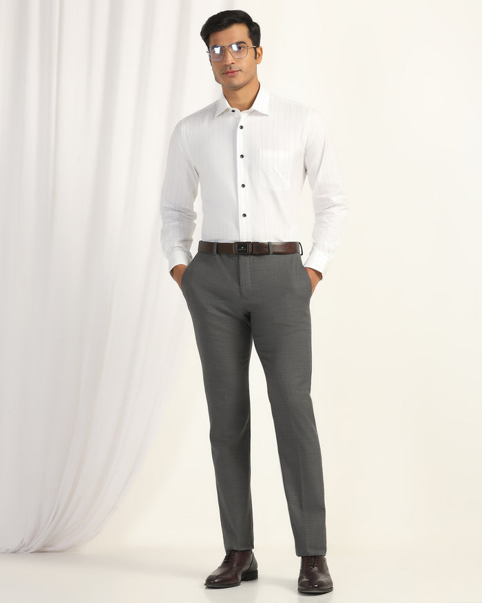 Luxe Slim Comfort B-95 Formal Grey Textured Trouser - Chanel