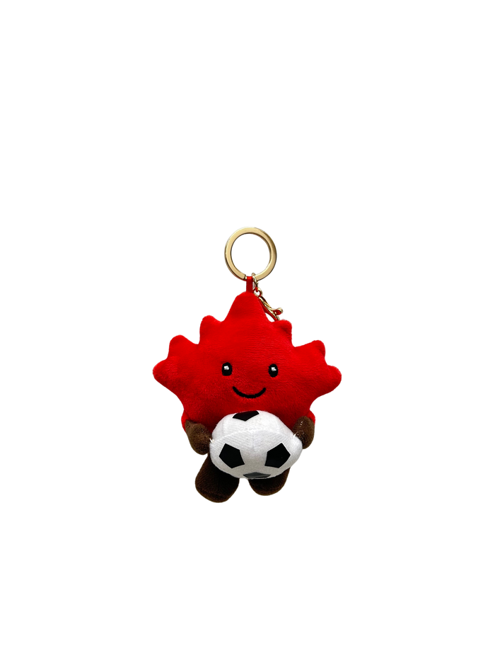 Maple Leaf holding soccer ball keychain