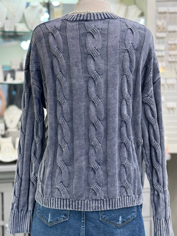 Mariah Mineral Wash Sweater in Navy