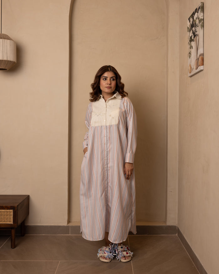 Marina Dress (Beige and Grey)
