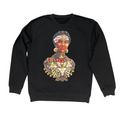 Black sweatshirt with portrait of  Mary Ann Shadd Cary done by Toronto artist, Yung Yemi.