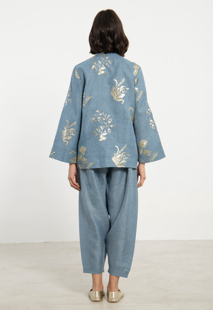 Maya Linen Blue Two-Piece Set