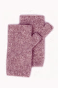 Pair of pink knitted gloves on a white background