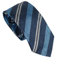 Midnight Blue 100% Italian Silk Tie With Light Blue Regimental Stripes
