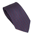 Midnight Blue 100% Italian Silk Tie With Micro Red Pattern
