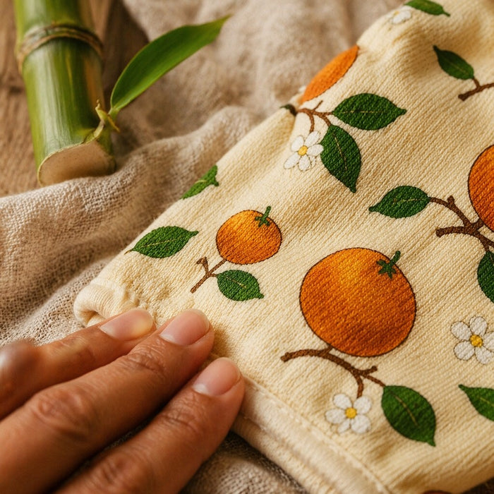 Mimi Muslin Wipes | Citrus Grove | Orchard | 100% Muslin Cotton, Reusable | Pack of 6
