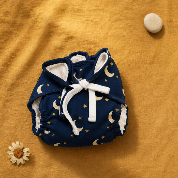 Mimi Muslin Wipes | Crescent Moon + Stars | Stardust | 100% Muslin Cotton, Reusable | Pack of 6