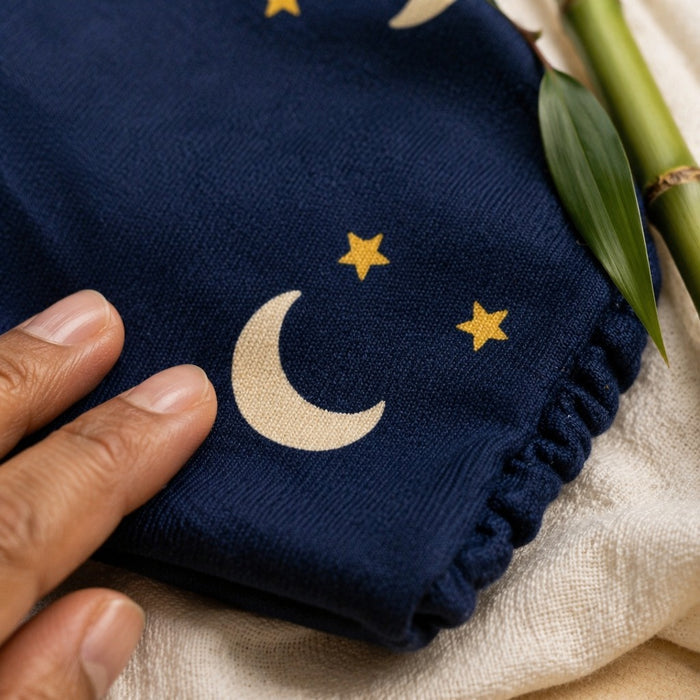 Mimi Muslin Wipes | Crescent Moon + Stars | Stardust | 100% Muslin Cotton, Reusable | Pack of 6