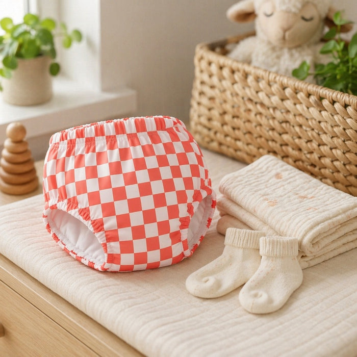 Mimi Potty Training Pants | Checkerboard | Geo Play | Bamboo-Cotton, Pull-Up, Semi-Waterproof | 9M-4Y