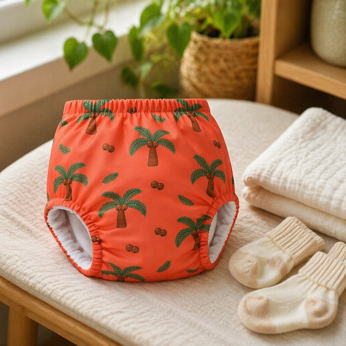 Mimi Potty Training Pants | Coconut Palm | Tropicale | Bamboo-Cotton, Pull-Up, Semi-Waterproof | 9M-4Y