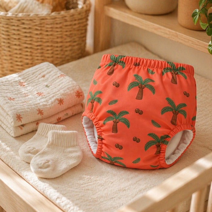 Mimi Potty Training Pants | Coconut Palm | Tropicale | Bamboo-Cotton, Pull-Up, Semi-Waterproof | 9M-4Y