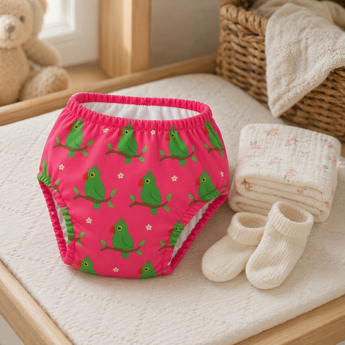 Mimi Potty Training Pants | Parrot on Branch | Tropicale | Bamboo-Cotton, Pull-Up, Semi-Waterproof | 9M-4Y
