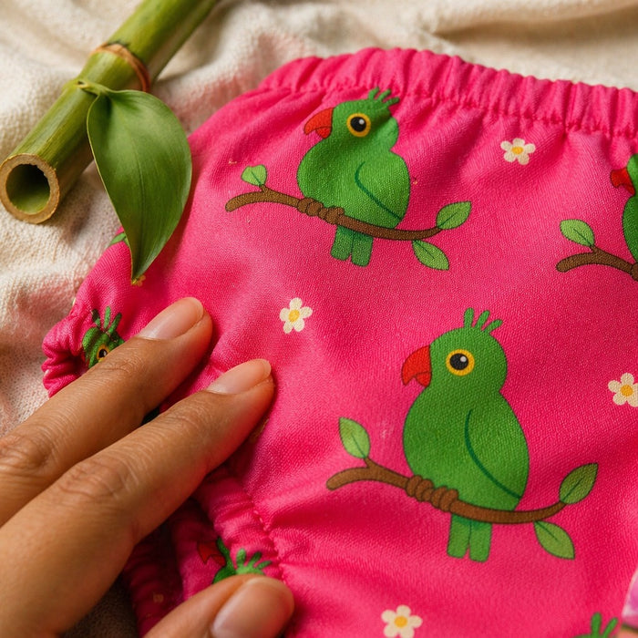 Mimi Potty Training Pants | Parrot on Branch | Tropicale | Bamboo-Cotton, Pull-Up, Semi-Waterproof | 9M-4Y